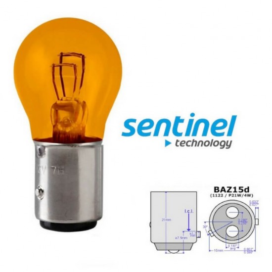 SENTİNEL P21/5W BAY15D 12V Çift Duy Şaşı Tırnak Ampül Turuncu
