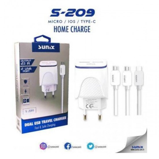 SUNIX Şarj ev Başlık S209 TYPE-C